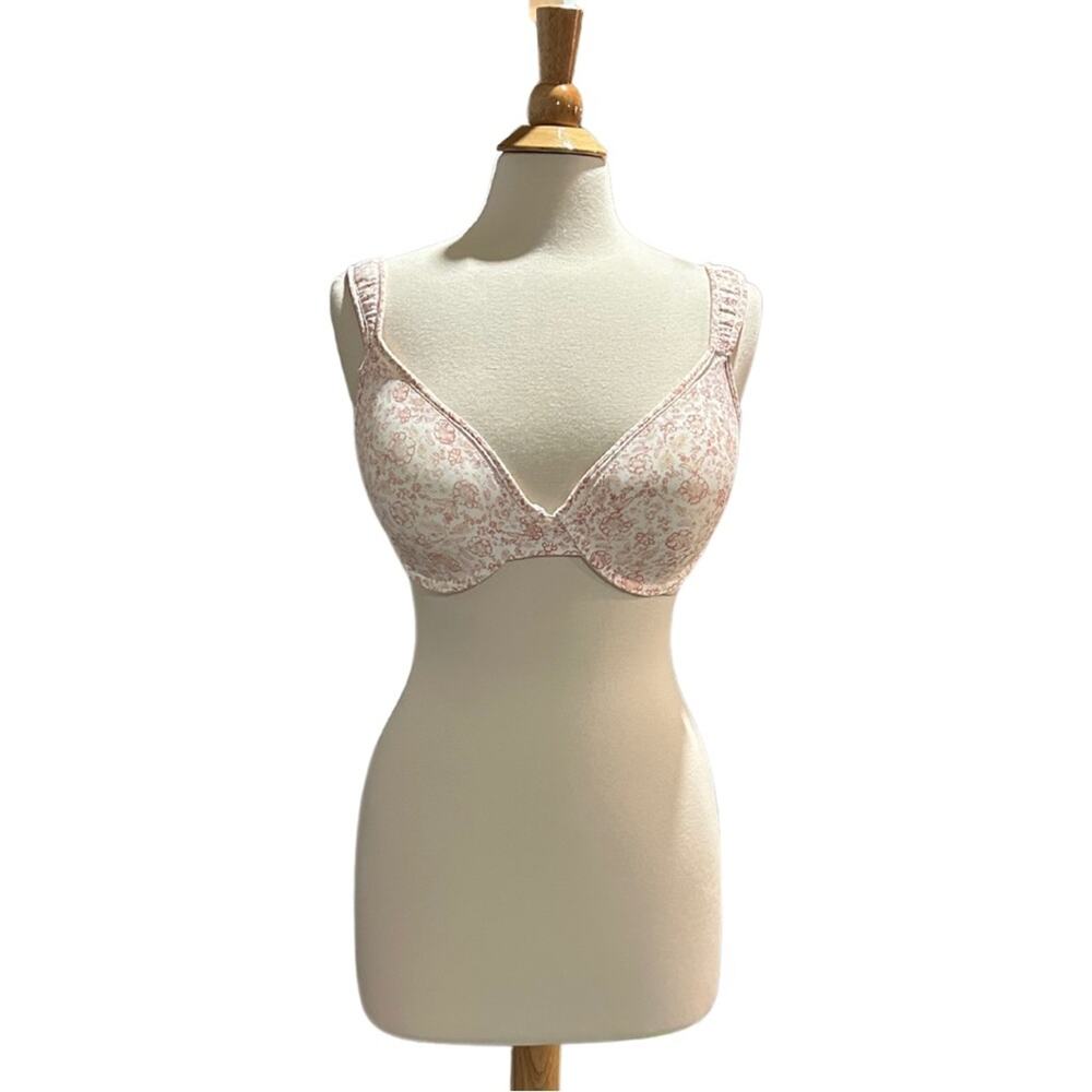Lucky Brand Cream And Pink Floral Adjustable Strap Bra 40C W13